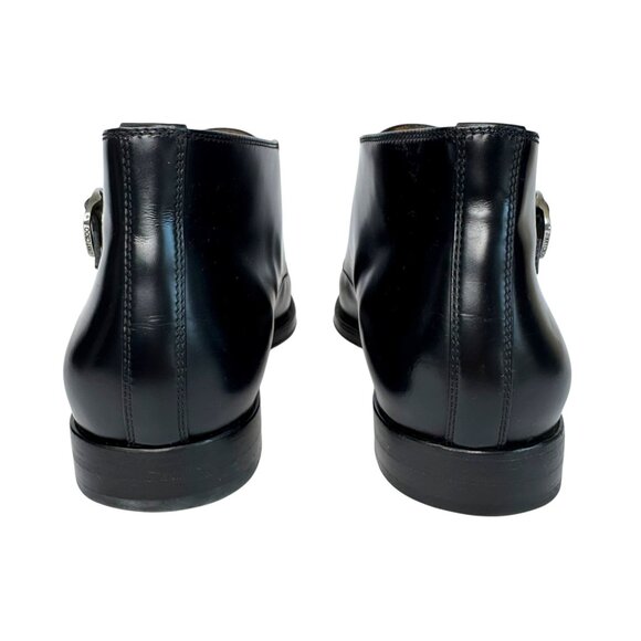 JIMMY CHOO Men Black Double Monk Strap Shiny Leather Chukka Boots Size US 12 main image 12